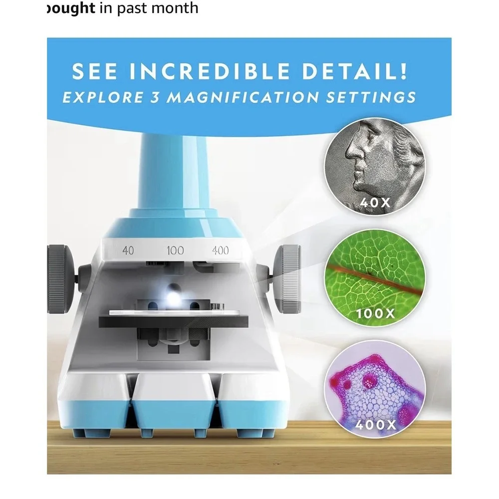 National Geographic Explorer Series Microscope for Kids 400X Zoom, 35+ Piece Set